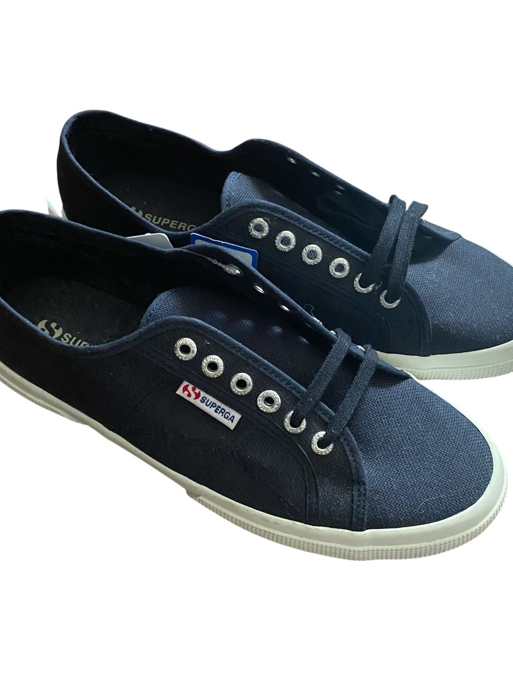 Superga Canvas Lace-Up Sneakers Women’s 11 Navy and White New With Tags - Picture 4 of 9